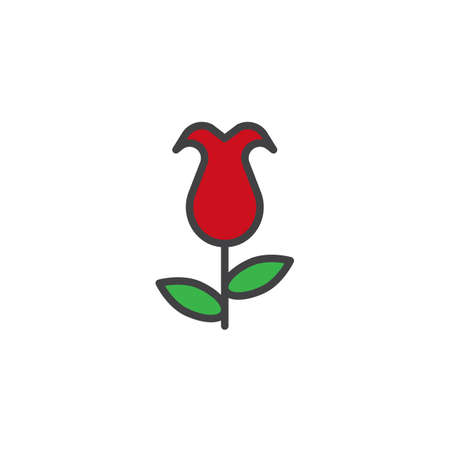 Rose flower filled outline icon isolated on white.のイラスト素材