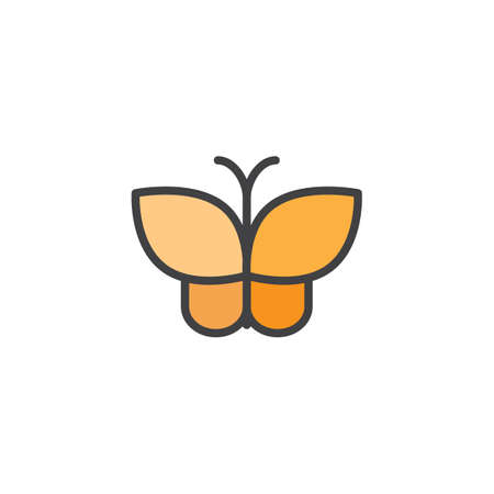 Butterfly filled outline icon isolated on white.のイラスト素材