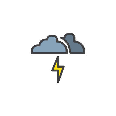 Clouds and lightning filled outline iconのイラスト素材