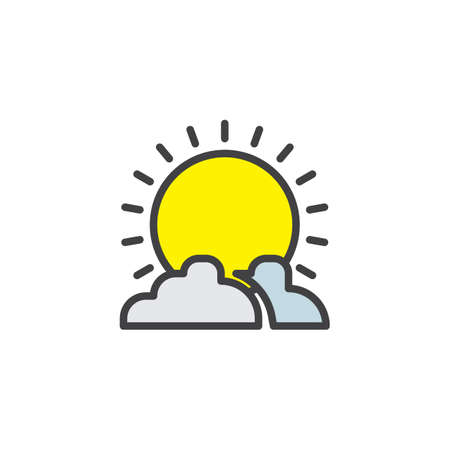 Sun behind the clouds filled outline iconのイラスト素材