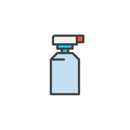 Spray bottle filled outline icon, line vector sign, linear colorful pictogram isolated on white. Bottle with dispenser pump symbol, logo illustration. Pixel perfect vector graphicsのイラスト素材