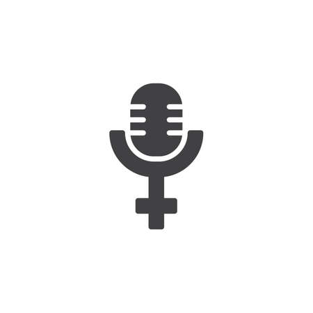 Microphone with gender sign vector icon. filled flat sign for mobile concept and web design. Women voice simple solid icon. Symbol, logo illustration.のイラスト素材