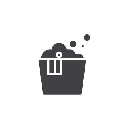 Laundry washbowl with foam vector icon. filled flat sign for mobile concept and web design. Clothes washing simple solid icon. Symbol, logo illustration.のイラスト素材