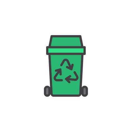 Recycle bin filled outline icon, line vector sign, linear colorful pictogram isolated on white. Trash can symbol, logo illustration. Pixel perfect vector graphicsのイラスト素材