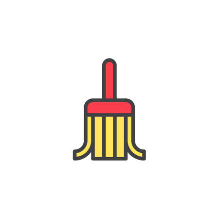 Washing broom filled outline icon, line vector sign, linear colorful pictogram isolated on white. Duster mop symbol, logo illustration. Pixel perfect vector graphicsのイラスト素材