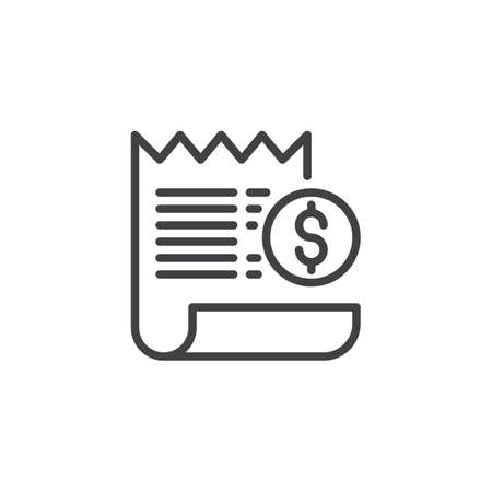 Bill with dollar coin outline icon. linear style sign for mobile concept and web design.のイラスト素材