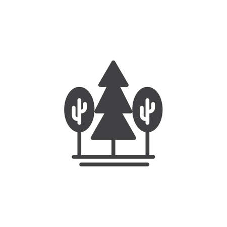 Forest landscape vector icon. filled flat sign for mobile concept and web design. Nature trees simple solid icon. Symbol, logo illustration. Pixel perfect vector graphicsのイラスト素材