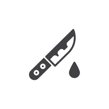 Knife with blood drop vector icon. filled flat sign for mobile concept and web design. Bloody knife simple solid icon. Symbol, logo illustration. Pixel perfect vector graphicsのイラスト素材