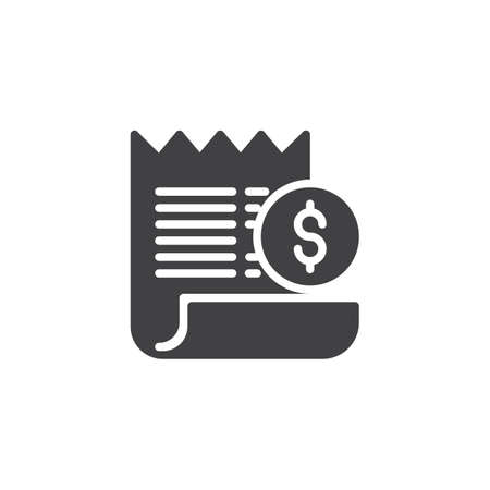Bill with dollar coin vector icon. filled flat sign for mobile concept and web design. Billing Payment simple solid icon. Symbol, logo illustration. Pixel perfect vector graphicsのイラスト素材