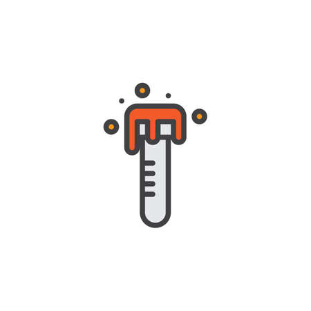 Test tube with fluid filled outline icon, line vector sign, linear colorful pictogram isolated on white. Chemical experiment symbol, logo illustration. Pixel perfect vector graphicsのイラスト素材