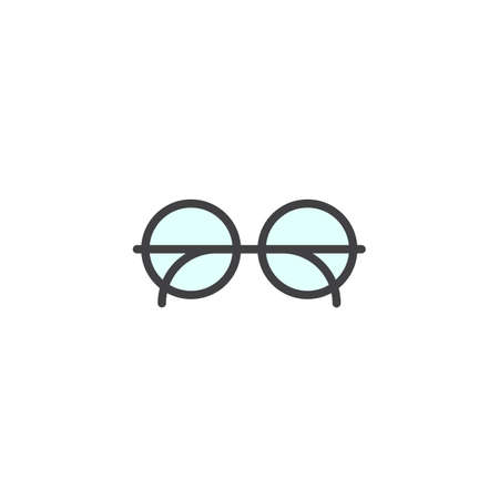 Optical glasses filled outline icon, line vector sign, linear colorful pictogram isolated on white. Round eyeglasses symbol, logo illustration. Pixel perfect vector graphicsのイラスト素材