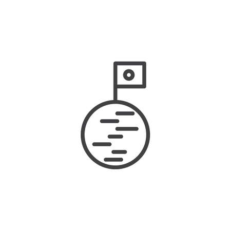 Moon and flag outline icon. linear style sign for mobile concept and web design. Flag on planet simple line vector icon. Symbol, logo illustration. Pixel perfect vector graphicsの写真素材