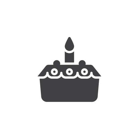Easter cake with candle vector icon, filled flat sign for mobile concept and web design. Birthday cake solid icon. Symbol illustration pixel perfect vector graphics.のイラスト素材