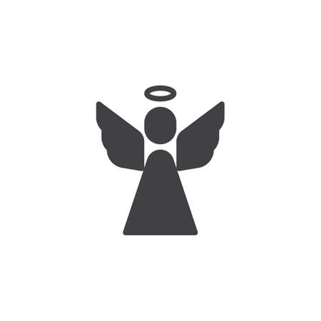 Holy angel vector icon. filled flat sign for mobile concept and web design. Religion simple solid icon. Symbol, logo illustration. Vector graphicsのイラスト素材