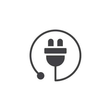 Electric plug vector icon. filled flat sign for mobile concept and web design. Power cord simple solid icon. Symbol, icon illustration. Pixel perfect vector graphics.のイラスト素材