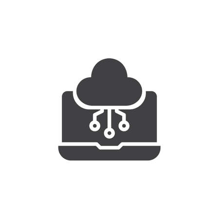 Laptop and cloud computing vector icon on a white backgroundのイラスト素材