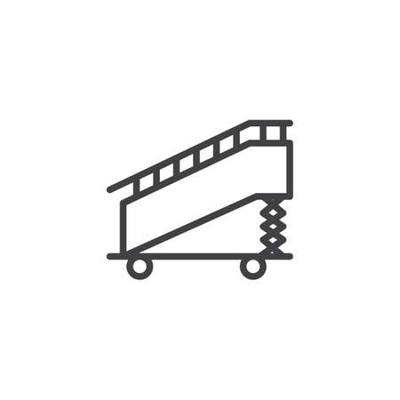 Aircraft stairs outline icon. linear style sign for mobile concept and web design. Boarding ramp simple line vector icon. Symbol, logo illustration. Pixel perfect vector graphicsのイラスト素材