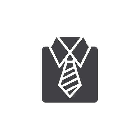 Shirt with neck tie vector icon. Filled flat sign for mobile concept and web design. Business shirt simple solid icon. Dress code symbol, logo illustration. Pixel perfect vector graphicsのイラスト素材