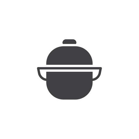 Saucepan vector icon. filled flat sign for mobile concept and web design. Pot simple solid icon. Symbol, logo illustration. Pixel perfect vector graphicsのイラスト素材