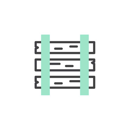 Rails and sleepers icon vector, linear flat sign, bicolor pictogram, green and gray colors. Railway symbol, logo illustrationのイラスト素材