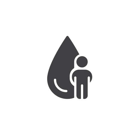 Water drop and human body vector icon. filled flat sign for mobile concept and web design. simple solid iconのイラスト素材