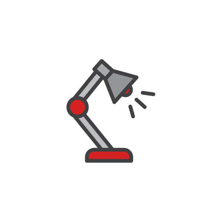 Desk lamp filled outline icon, line vector sign, linear bicolor pictogram isolated on white. Table lamp symbol, logo illustration. Pixel perfect vector graphicsのイラスト素材