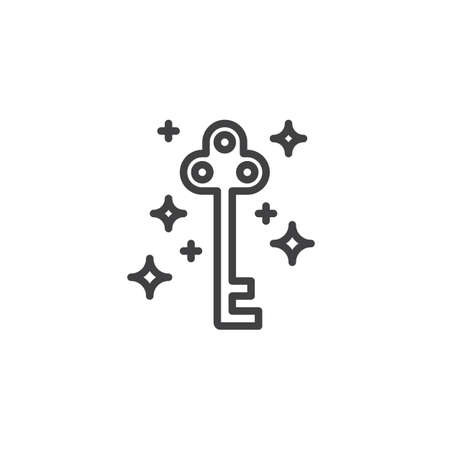 Magic key outline icon. linear style sign for mobile concept and web design. Shiny key simple line vector icon. Symbol, logo illustration. Pixel perfect vector graphicsのイラスト素材