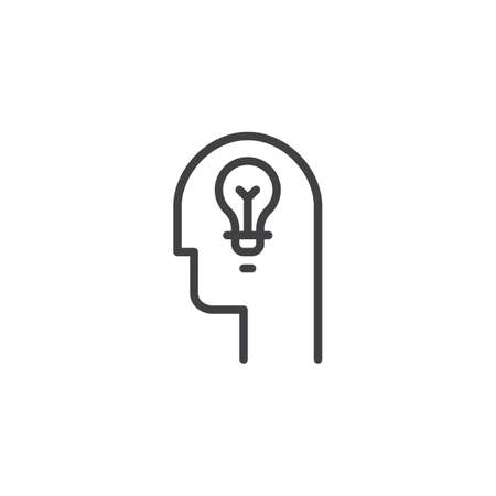 Light Bulb in head outline iconのイラスト素材