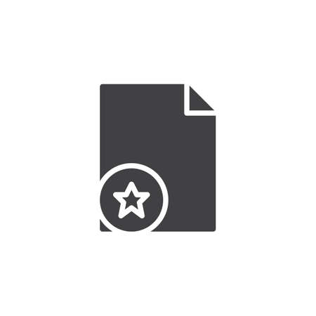 Paper and star vector icon. filled flat sign for mobile concept and web design. Favorite file solid icon. Symbol, logo illustration. Pixel perfect vector graphicsのイラスト素材