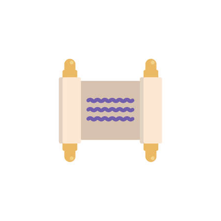 Ancient paper scroll flat icon, vector sign, colorful pictogram isolated on white. Manuscript symbol, logo illustration. Flat style designのイラスト素材