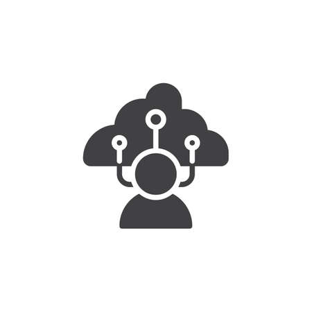 User Cloud Network vector icon. filled flat sign for mobile concept and web design. User shared simple solid icon. Symbol, logo illustration. Pixel perfect vector graphicsのイラスト素材