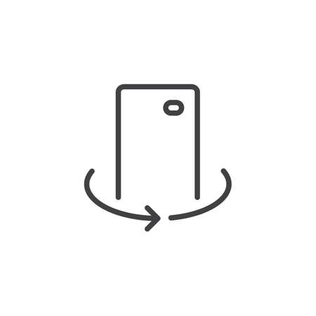 Mobile camera rotate outline icon. linear style sign for mobile concept and web design. Cell Phone 360 degrees simple line vector icon. Symbol, logo illustration. Pixel perfect vector graphicsのイラスト素材