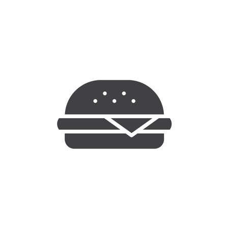 Burger vector icon. filled flat sign for mobile concept and web design. Cheeseburger or Hamburger simple solid icon. Take away fast food symbol, icon illustration. Pixel perfect vector graphics.のイラスト素材