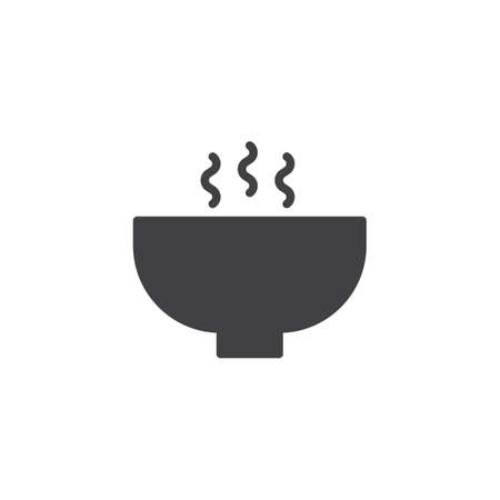 Bowl of hot soup vector icon. filled flat sign for mobile concept and web design. Healthy food simple solid icon. Symbol, icon illustration. Pixel perfect vector graphics.のイラスト素材