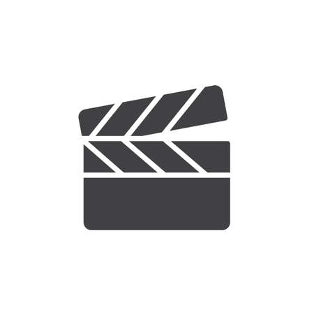 Clapperboard vector icon. filled flat sign for mobile concept and web design. Movie clapper board simple solid icon. Symbol, logo illustration. Pixel perfect vector graphicsの写真素材