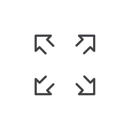 Fullscreen outline icon. linear style sign for mobile concept and web design. Expand simple line vector icon. Symbol, logo illustration. Pixel perfect vector graphicsのイラスト素材