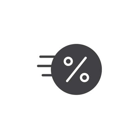 Fast coin with percent sign vector icon. filled flat sign for mobile concept and web design. Express loan simple solid icon. Symbol, logo illustration. Pixel perfect vector graphicsのイラスト素材