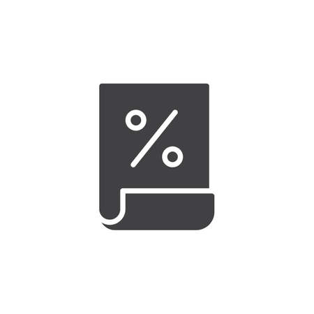 Bill paper with percentage sign vector icon. filled flat sign for mobile concept and web design. Loan document simple solid icon. Symbol, logo illustration. Pixel perfect vector graphicsのイラスト素材