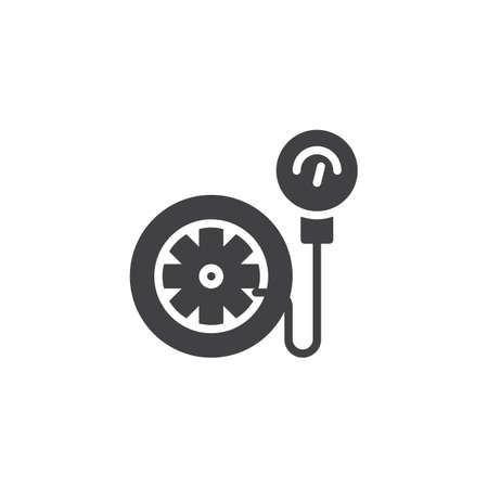 Tire pressure gauge vector icon. filled flat sign for mobile concept and web design. Car service simple solid icon. Symbol, logo illustration. Pixel perfect vector graphicsのイラスト素材