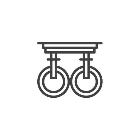 Gymnastics rings outline icon. linear style sign for mobile concept and web design. Fitness rings simple line vector icon. Symbol, logo illustration. Pixel perfect vector graphicsのイラスト素材