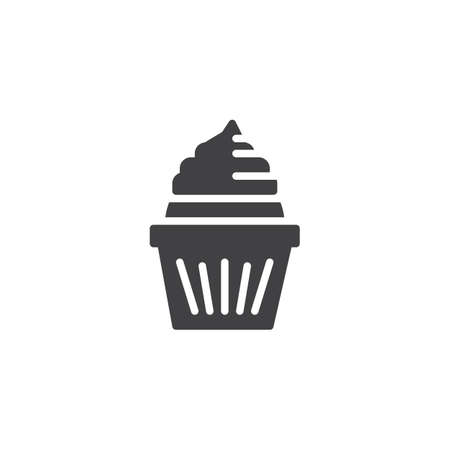 Cream cupcake vector icon. filled flat sign for mobile concept and web design. Muffin simple solid icon. Symbol, logo illustration. Pixel perfect vector graphicsのイラスト素材