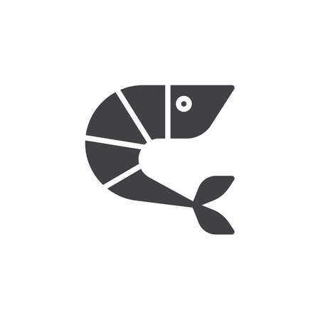 Shrimp vector icon. filled flat sign for mobile concept and web design. Shellfish simple solid icon. Symbol, logo illustration. Pixel perfect vector graphicsのイラスト素材
