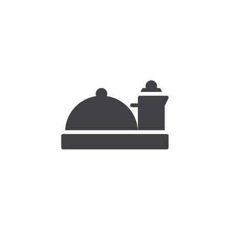 Hotel food service vector icon. filled flat sign for mobile concept and web design. Food tray simple solid icon. Symbol, logo illustration. Pixel perfect vector graphicsのイラスト素材