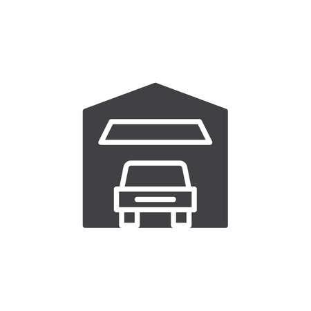 Car garage vector icon. filled flat sign for mobile concept and web design. Indoor Parking simple solid icon. Symbol, logo illustration. Pixel perfect vector graphicsのイラスト素材