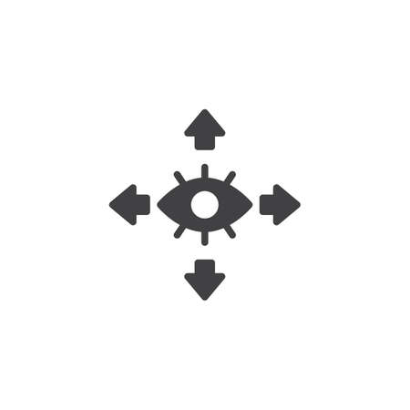360 degrees eye view vector icon. filled flat sign for mobile concept and web design. different directions view simple solid icon. Symbol, logo illustration. Pixel perfect vector graphicsの写真素材