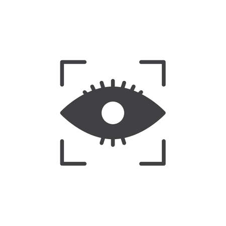 Eye Focus vector icon. filled flat sign for mobile concept and web design. Viewfinder eye simple solid icon. Symbol, logo illustration. Pixel perfect vector graphicsの写真素材