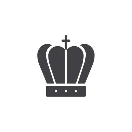 Royal crown vector icon. filled flat sign for mobile concept and web design. Crown with cross simple solid icon. Monarch symbol, logo illustration. Pixel perfect vector graphicsの写真素材