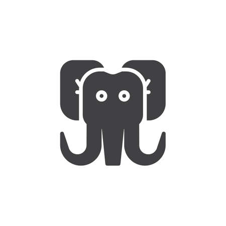 Mammoth head vector icon. filled flat sign for mobile concept and web design. Elephant head simple solid icon. Symbol, logo illustration. Pixel perfect vector graphicsのイラスト素材