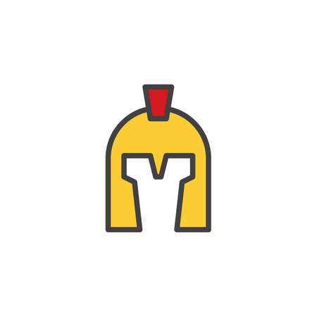 Knights helmet filled outline icon, line vector sign, linear colorful pictogram isolated on white. Medieval helmet symbol, logo illustration. Pixel perfect vector graphicsのイラスト素材