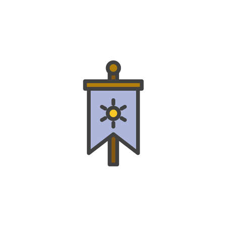 Medieval vertical flag filled outline icon, line vector sign, linear colorful pictogram isolated on white. Knight flag symbol, logo illustration. Pixel perfect vector graphicsのイラスト素材